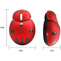 Avis Universal Souris sans fil 2.4G Petit chien mignon en forme de coccinelle 3000dpi Portable Mobile Optical Mouse (rouge)