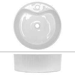 Ecd Germany Lavabo en céramique blanc vasque a poser rond évier moderne toilette 460x155mm