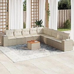 Maison Chic Salon de jardin avec coussins 10 pcs | Ensemble de Table et chaises | Mobilier d'Extérieur beige résine tressée -GKD86128