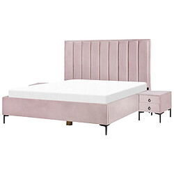 Beliani Ensemble de chambre en velours rose avec lit double 180 x 200 cm SEZANNE