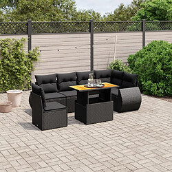 Maison Chic Ensemble Tables et chaises d'extérieur 7pcs avec coussins,Salon de jardin noir résine tressée -GKD489371