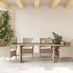 Avis Maison Chic Table de jardin | Table d'extérieur dessus en verre beige 190x80x74 cm -GKD48093