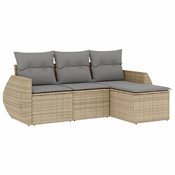 vidaXL Salon de jardin avec coussins 4 pcs beige résine tressée