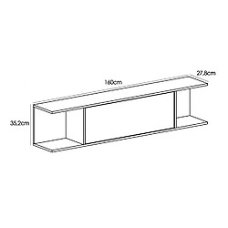 Pegane Etagère murale coloris chêne cambrian, blanc- Longueur 160 x Profondeur 27.8 x Hauteur 35.2 cm