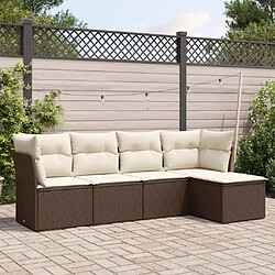 vidaXL Salon de jardin avec coussins 5 pcs marron résine tressée 