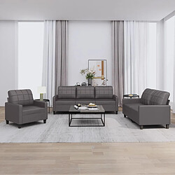 vidaXL Ensemble de canapés 3 pcs avec coussins Gris Similicuir