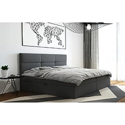 TRADA Lit adulte rembourré TOP avec rangement et matelas bonnell intégré dans le cadre du lit en 200×200 gris foncé