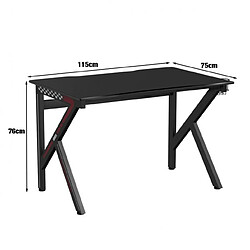 Avis Helloshop26 Bureau gamer table informatique 115 x 75 x 76 cm avec porte-gobelet stable k cadre en acier robuste noir 20_0005672