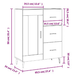 vidaXL Buffet chêne marron 69,5x34x90 cm bois d'ingénierie pas cher