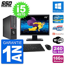 PC Fujitsu E720 E85+ DT Ecran 19" i5-4570 RAM 16Go SSD 240Go Windows 10 Wifi - Occasion