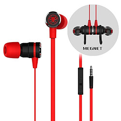 Wewoo Ecouteurs 3.5mm Gaming Headset avec microphone Stéréo magnétique filaire intra-auriculaire micro (Rouge) 