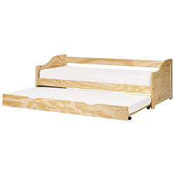 Beliani Lit gigogne 90 x 200 cm en bois clair LUNERAY