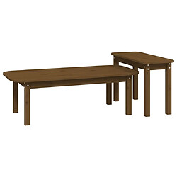 Maison Chic Ensemble de tables basses 2 pcs,Table Console pour salon Marron miel Bois massif de pin -MN40402 pas cher