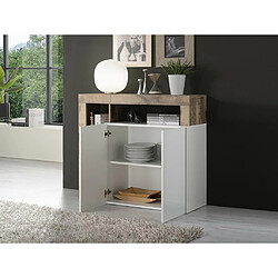 Acheter Vente-Unique Buffet SEFRO - 2 portes et 3 niches - Blanc laqué et chêne