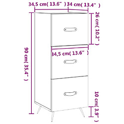 vidaXL Buffet Sonoma gris 34,5x34x90 cm Bois d'ingénierie pas cher