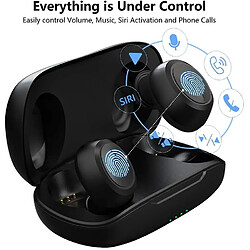 Acheter Universal 1 Casque Bluetooth 5.0 sans fil, casque TWS Touch Control, élimination du bruit CVC 8.0, technologie ENC, jumelage automatique, microphone intégré, autonomie de 25 heures (casque,)