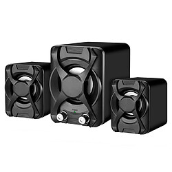 Universal Subwoofer câblé haut-parleurs 5W + 3W * 2 Set Bass Renforcement stéréo 2.1 haut-parleurs pour haut-parleurs de téléphone PC | haut-parleurs de l'ordinateur (noir) 