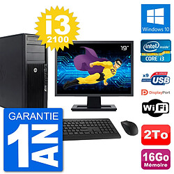 PC Tour HP Z210 Ecran 19" Intel i3-2100 RAM 16Go Disque Dur 2To Windows 10 Wifi - Occasion