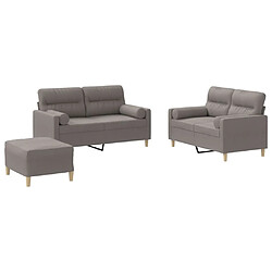 vidaXL Ensemble de canapés 3 pcs avec coussins taupe tissu