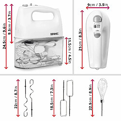 Avis Duronic HM4 WE Batteur électrique cuisine à main 400W | 5 vitesses avec fonction Turbo | Compartiment de rangement | 2 batteurs 2 crochets à pétrir et 1 fouet | Blanc