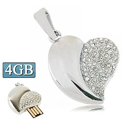 Wewoo Clé USB argent pour les cadeaux de Saint Valentin 4 Go Disque flash en forme de coeur en diamant bijoux USB, spécial 