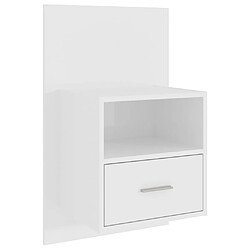 Maison Chic Table de chevet murale - Table de Nuit Blanc brillant