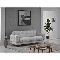 Vente-Unique Canapé 3 places convertible clic-clac en tissu gris PODIDA 