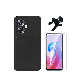 Kit de film en verre trempé de la couverture en 5D + boîtier en silicone liquide + porte-voiture renforcé Phonecare pour Oppo A79 5G - le noir 