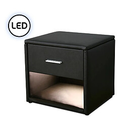 Meubler Design Chevet Simili Cuir Avec Éclairage Led Leva - Noir 