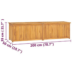 vidaXL Boîte de jardin 200x50x55 cm Bois massif de teck pas cher