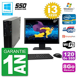 PC Lenovo M82 SFF Ecran 27" i3-3220 RAM 8Go SSD 120Go Graveur DVD Wifi W7 - Occasion