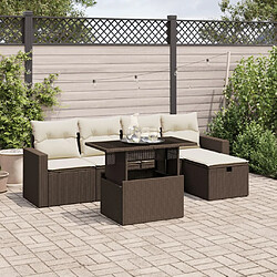 vidaXL Salon de jardin avec coussins 6 pcs marron résine tressée 