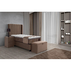 Acheter Vivenla Banc bout de lit coffre avec rangement coloris marron design en velours L. 80 x P. 41 x H. 45 cm collection BRUSSELS