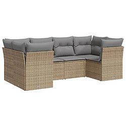 vidaXL Salon de jardin avec coussins 6 pcs beige résine tressée