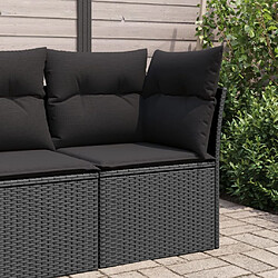 vidaXL Canapé d'angle de jardin avec coussins noir résine tressée 