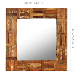 vidaXL Miroir mural Bois de récupération massif 60 x 60 cm pas cher