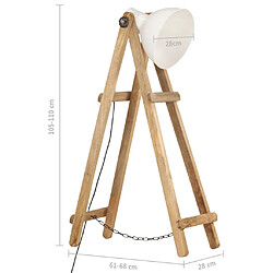 vidaXL Lampadaire Blanc E27 Bois de manguier massif pas cher