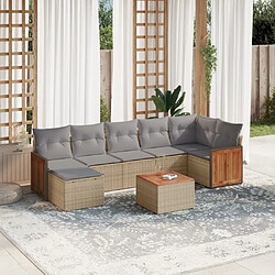 vidaXL Salon de jardin avec coussins 8 pcs beige résine tressée 