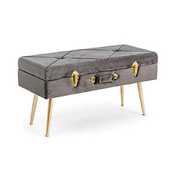 Mes Banc coffre 80x34x42 cm en velours gris et doré 