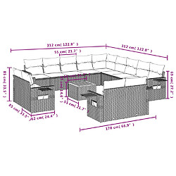 Avis vidaXL Salon de jardin avec coussins 14 pcs gris résine tressée