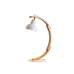 Universal Lampe de bureau en bois massif littéraire, 220V E27 sans ampoule, lampe de bureau LED créative pour la protection des yeux, lampe de bureau en bois près du lit de la chambre, blanc