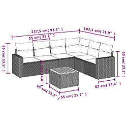 Avis vidaXL Salon de jardin avec coussins 7 pcs beige résine tressée