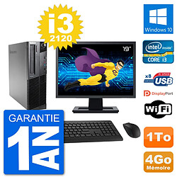 PC Lenovo M92p SFF Ecran 19" Intel i3-2120 RAM 4Go Disque 1To Windows 10 Wifi · Occasion 