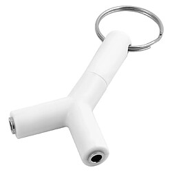 Wewoo Mini en forme de Y 3.5mm mâle à double 3.5mm femelle Jack Audio Adaptateur casque Connecteur Keychain Blanc