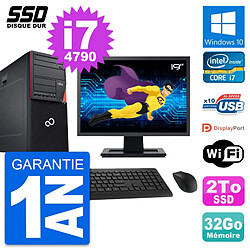 PC Tour Fujitsu P720 Ecran 19" Intel i7-4790 RAM 32Go SSD 2To Windows 10 Wifi - Occasion