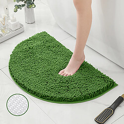 LUUCOZK Tapis de bain antidérapants absorbants à séchage rapide, tapis de décoration de salle de bain, fond TPR vert forêt-Demi-cercle 50X80CM 