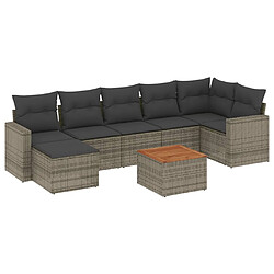 vidaXL Salon de jardin 8 pcs avec coussins gris résine tressée