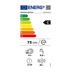 Lave-vaisselle 60cm 14 couverts 41db tout intégrable - hio3t141w - HOTPOINT