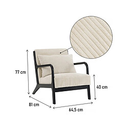 Avis Habitat Et Jardin Fauteuil en velours côtelé style scandinave en bois Clinton - Beige