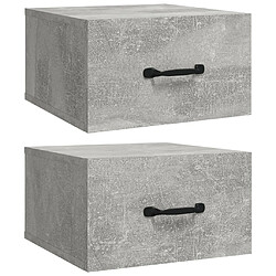 vidaXL Tables de chevet murales 2 pcs Gris béton 35x35x20 cm